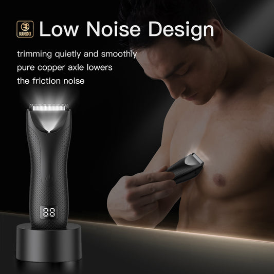 ENSSU Men's Body Trimmer – Waterproof, Ceramic Blade, LED Light, LCD Display & Dock Custom OEM/ODM Available