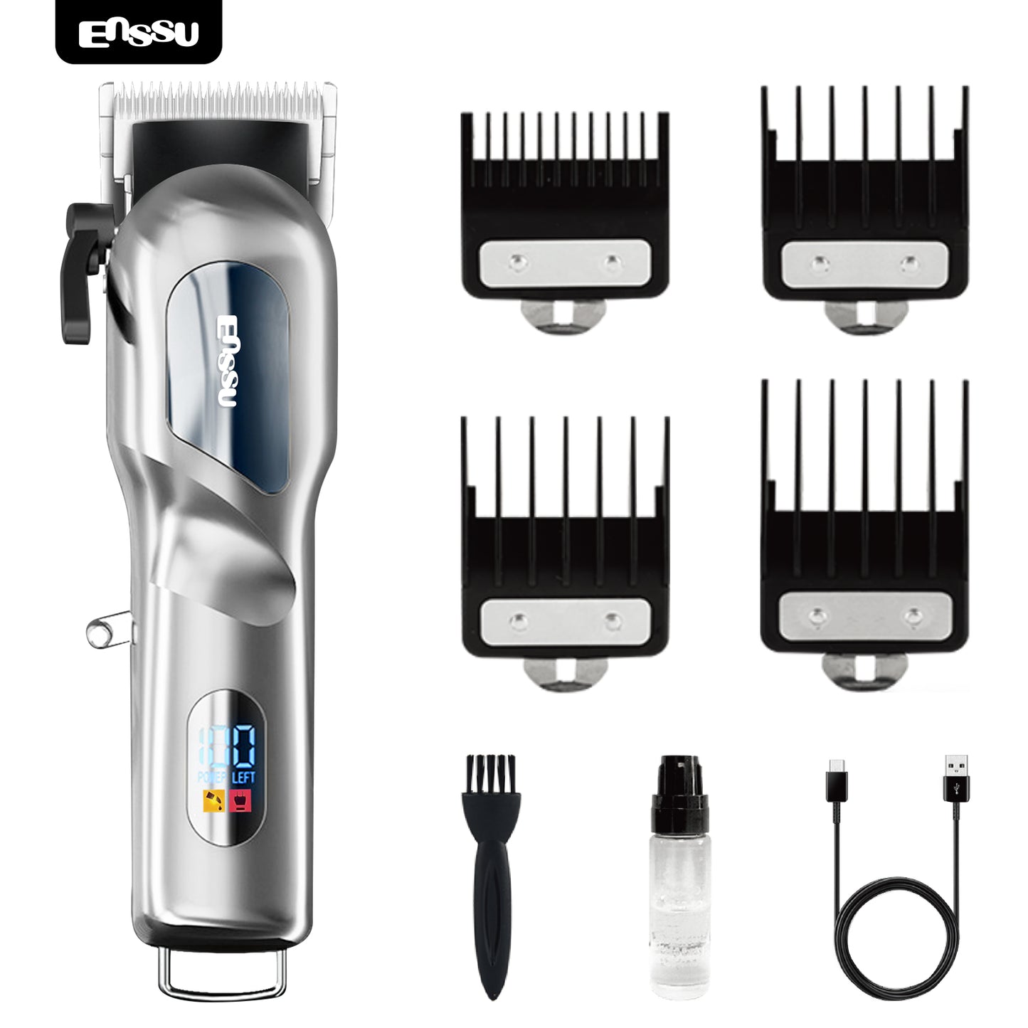 Professional Hair Clipper with 6500RPM Powerful Motor LED Display USB Rechargeable Safety Feature for Men
