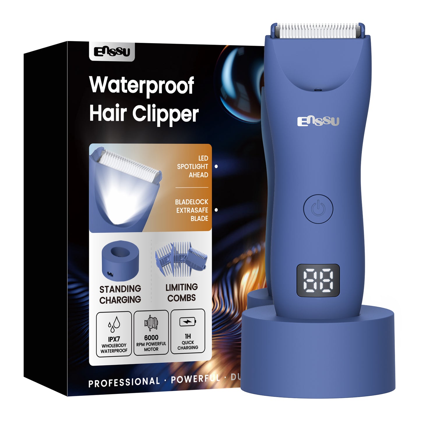 Cut-Preventing Blade Hair Clippers Trimmer Kit Hair Cutting LED Display Electric Hair Clippers With Charging Base