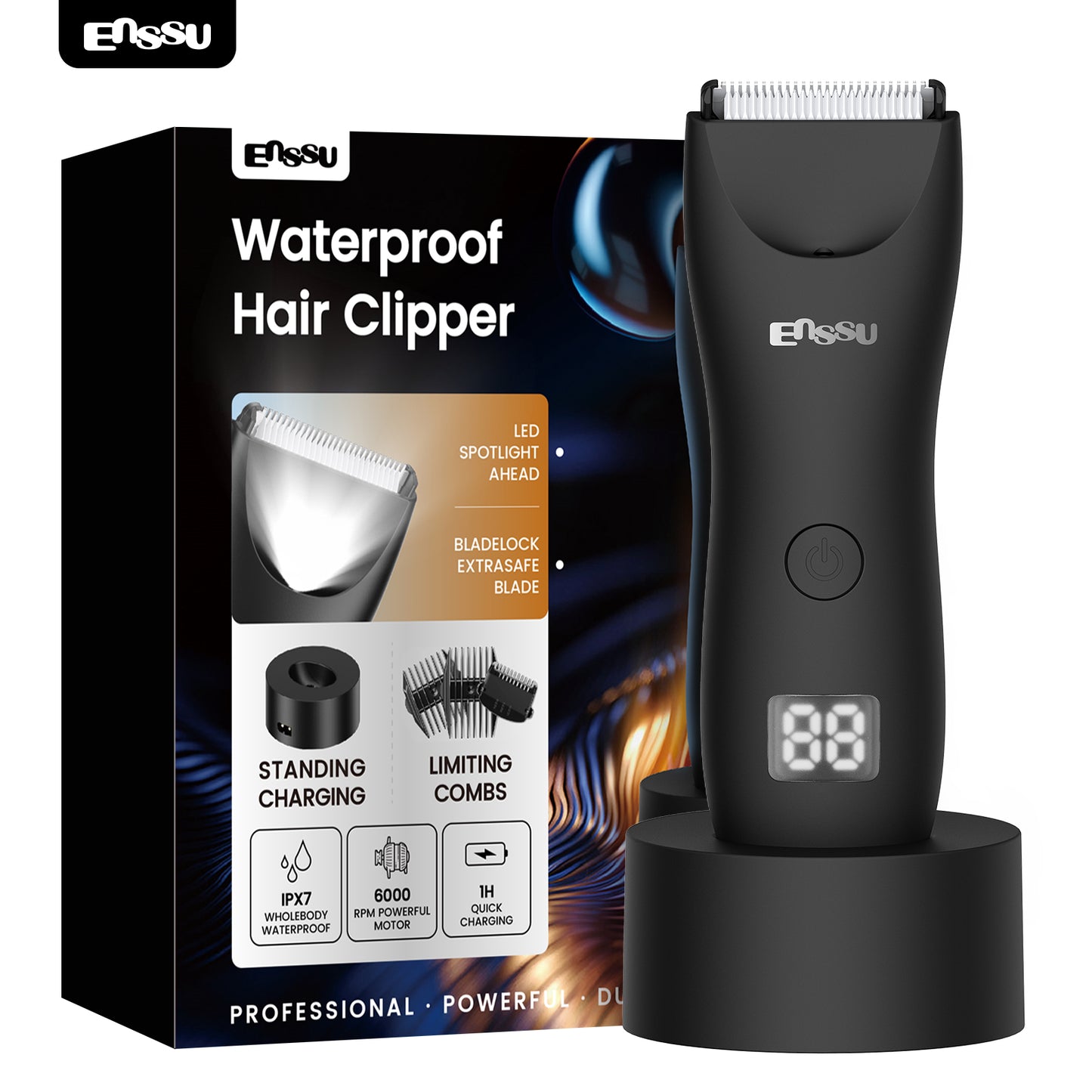 Cut-Preventing Blade Hair Clippers Trimmer Kit Hair Cutting LED Display Electric Hair Clippers With Charging Base