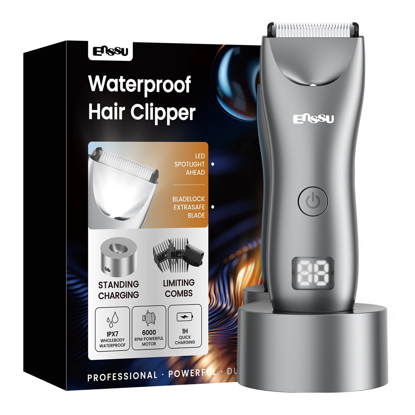 Cut-Preventing Blade Hair Clippers Trimmer Kit Hair Cutting LED Display Electric Hair Clippers With Charging Base