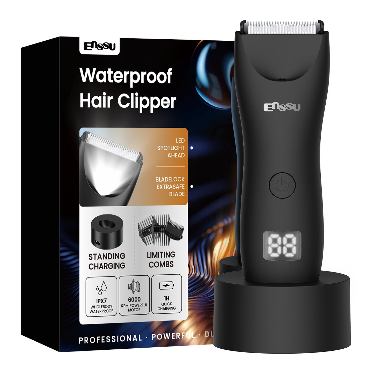 Cut-Preventing Blade Hair Clippers Trimmer Kit Hair Cutting LED Display Electric Hair Clippers With Charging Base