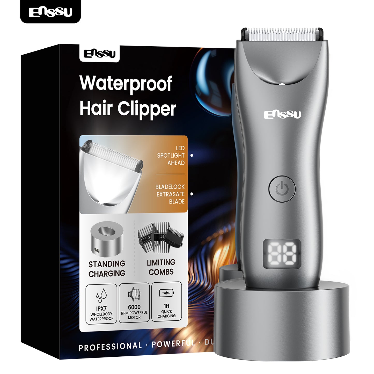 Cut-Preventing Blade Hair Clippers Trimmer Kit Hair Cutting LED Display Electric Hair Clippers With Charging Base