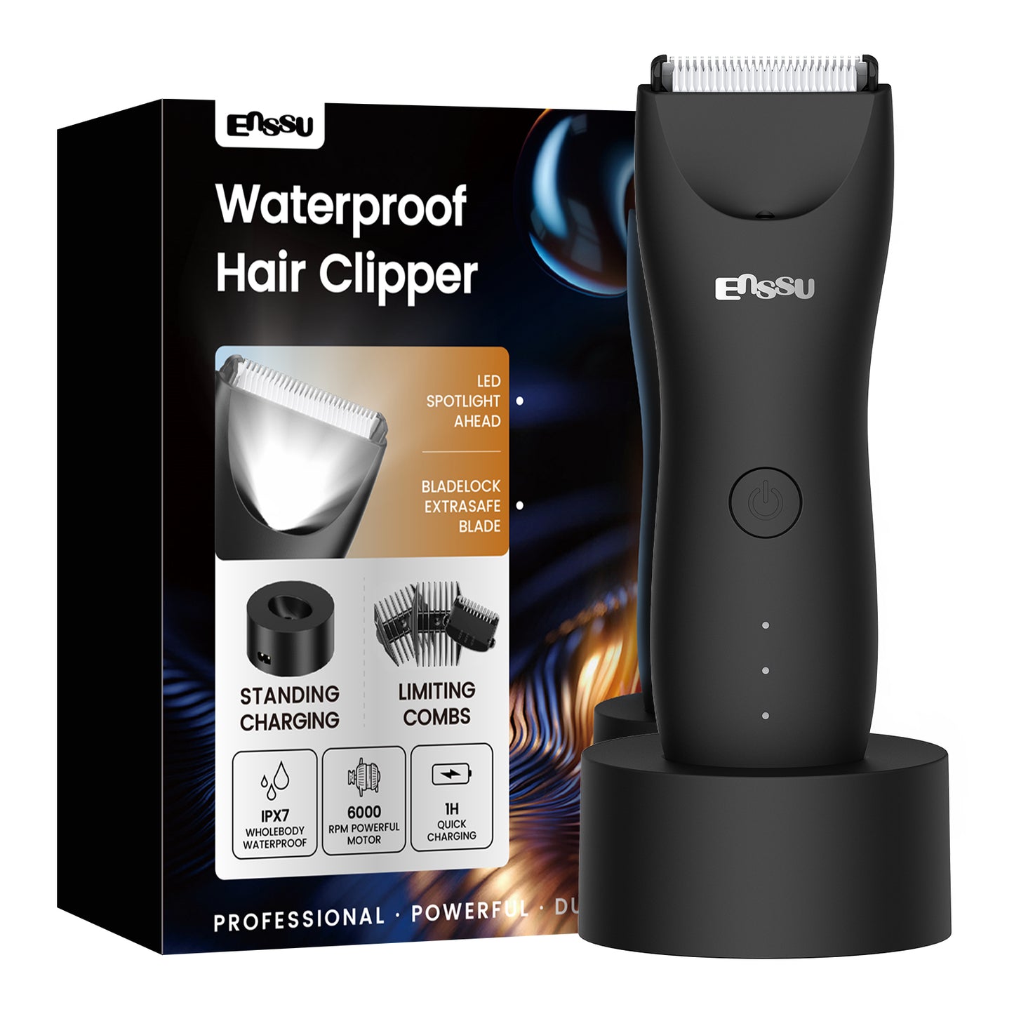 LED Display Rechargeable Groin Trimmer Body Hair Trimmer With Charging Base