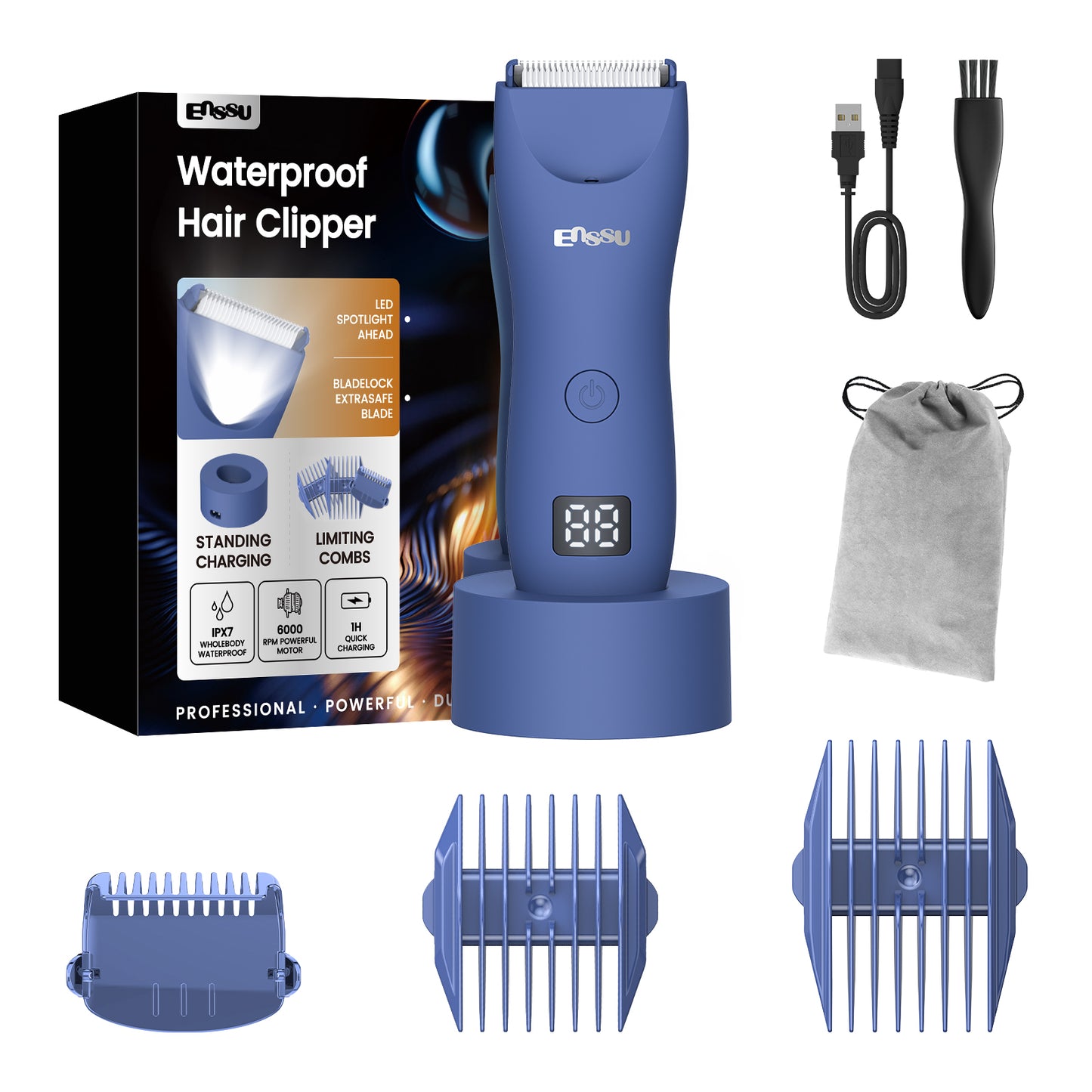 Cut-Preventing Blade Hair Clippers Trimmer Kit Hair Cutting LED Display Electric Hair Clippers With Charging Base