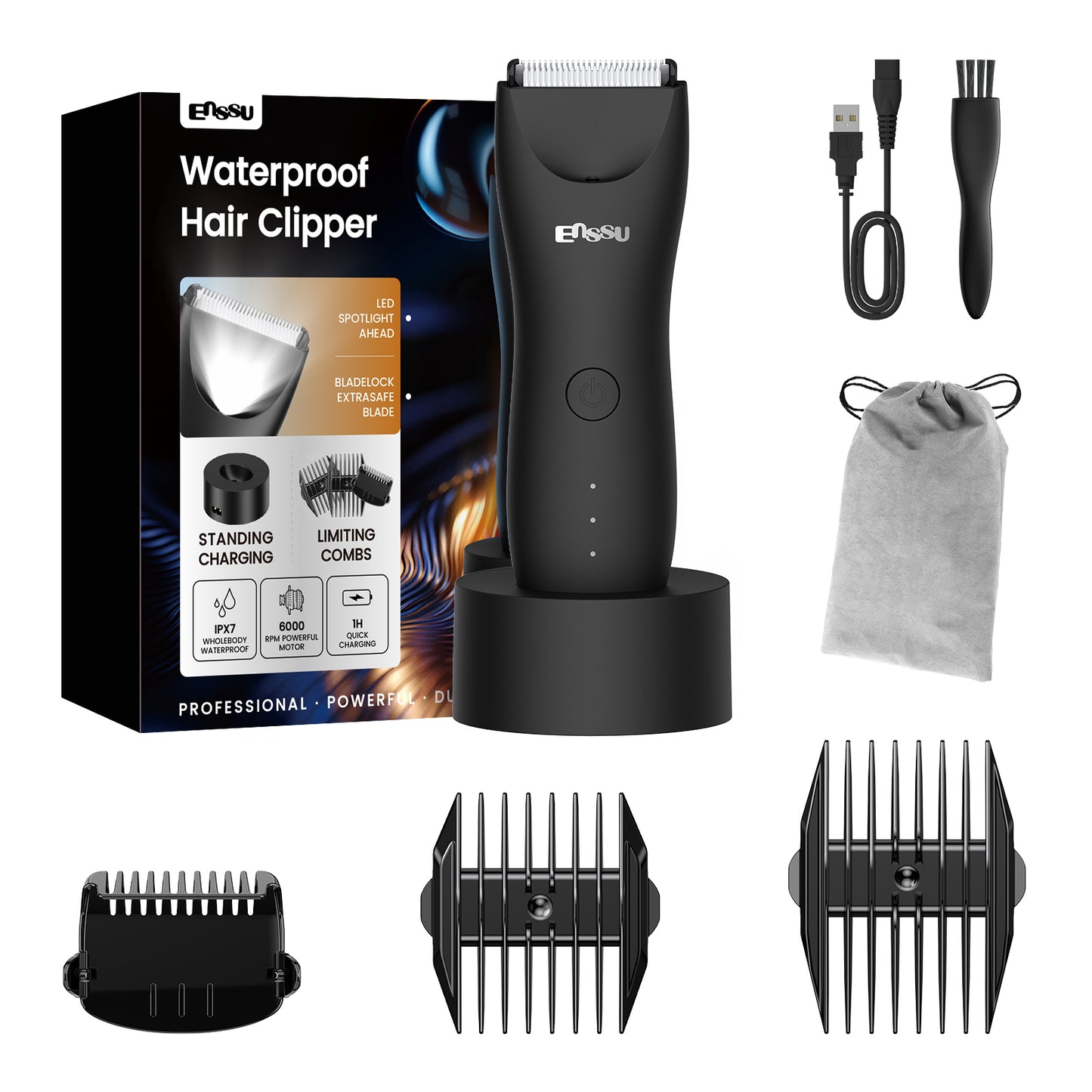 LED Display Rechargeable Groin Trimmer Body Hair Trimmer With Charging Base