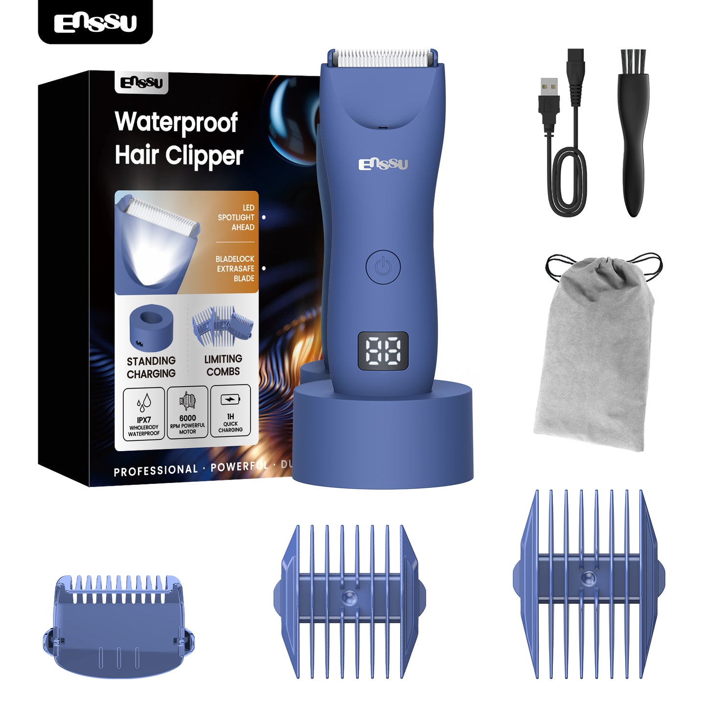 Cut-Preventing Blade Hair Clippers Trimmer Kit Hair Cutting LED Display Electric Hair Clippers With Charging Base