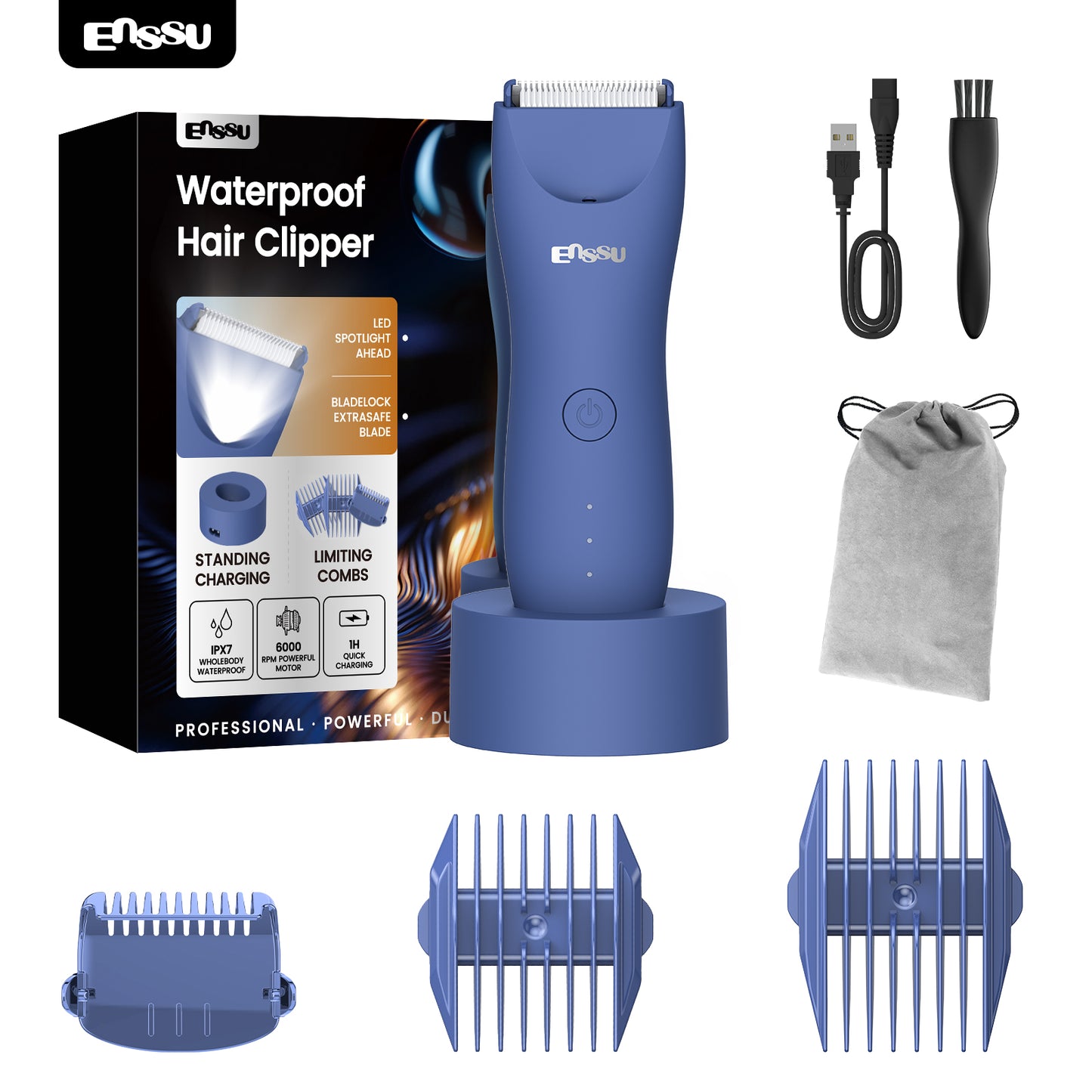 LED Display Rechargeable Groin Trimmer Body Hair Trimmer With Charging Base