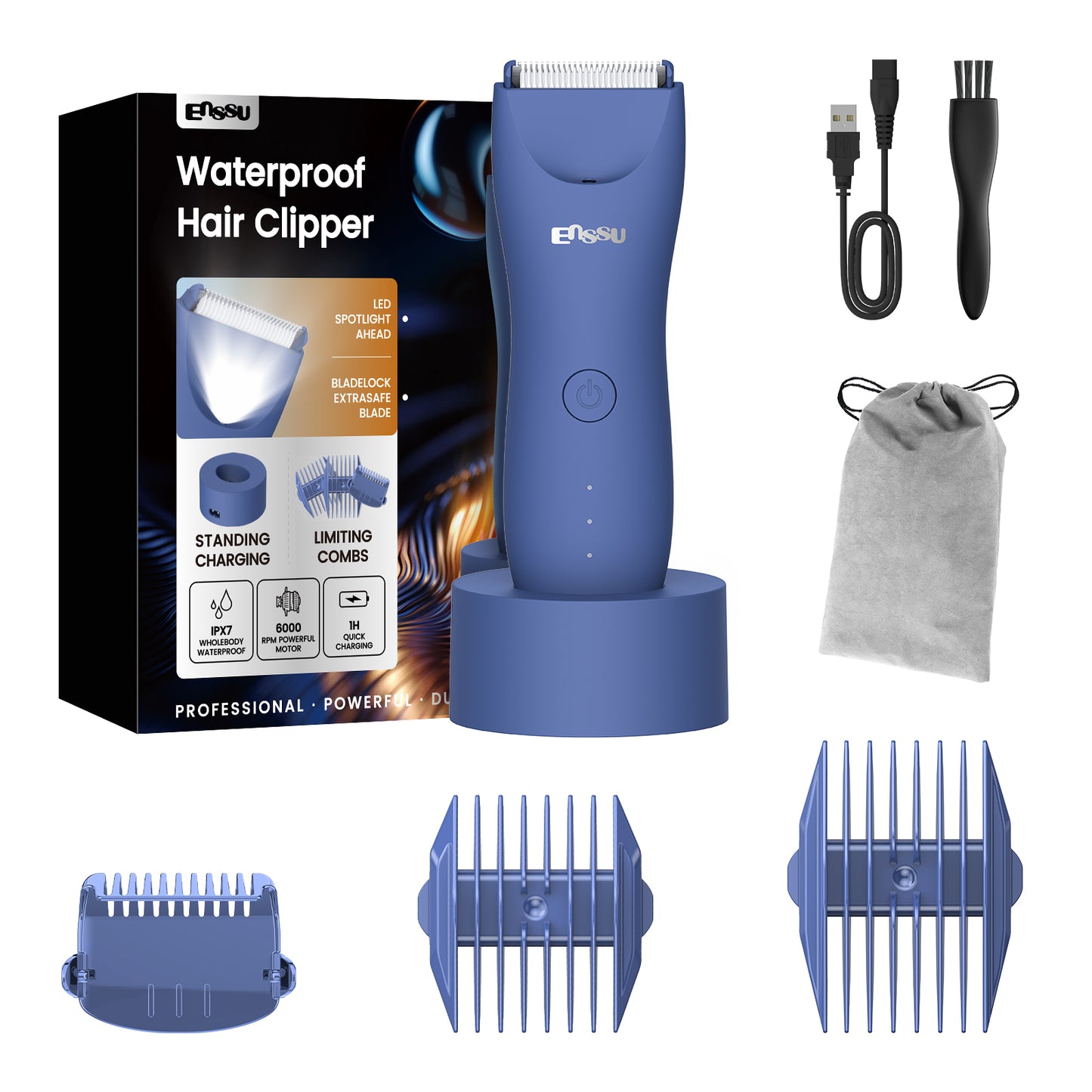 LED Display Rechargeable Groin Trimmer Body Hair Trimmer With Charging Base