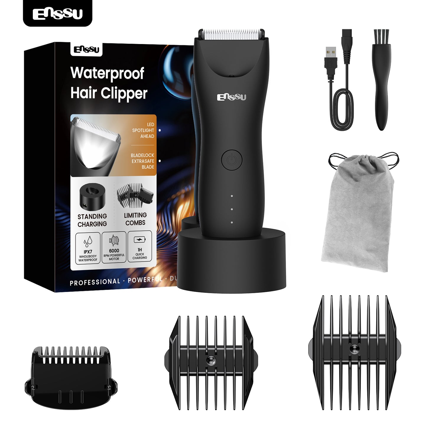 LED Display Rechargeable Groin Trimmer Body Hair Trimmer With Charging Base