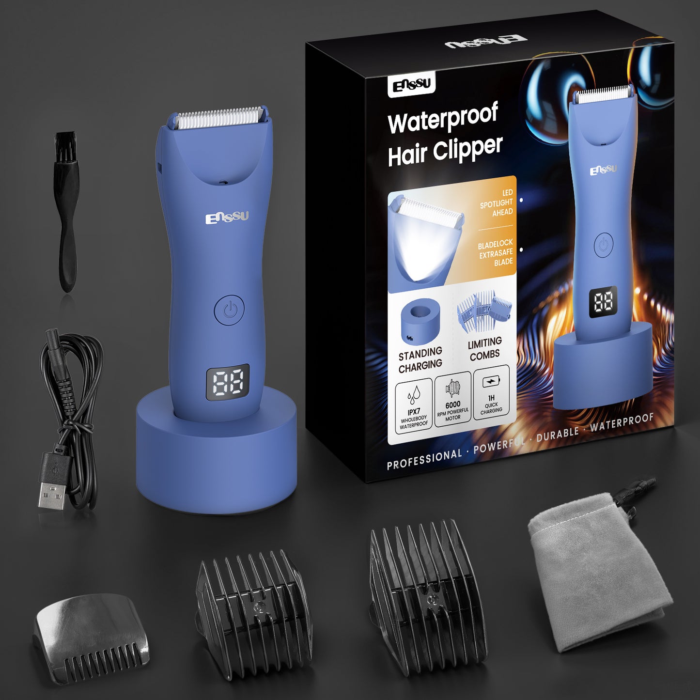 Cut-Preventing Blade Hair Clippers Trimmer Kit Hair Cutting LED Display Electric Hair Clippers With Charging Base