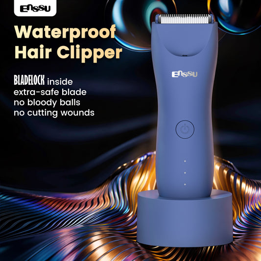 ENSSU Men's Body Trimmer - Waterproof, Ceramic Blade For Groin & Body, With LED Light & Dock