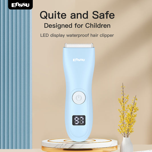ENSSU Baby Hair Clipper – Safe Ceramic Blade, Low Noise, LCD Display, IPX7 Waterproof