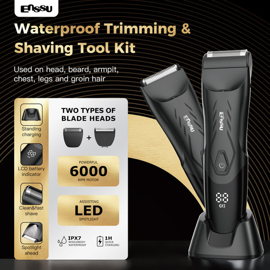 ENSSU Waterproof Grooming Kit – Trim & Shave with LCD Display & Charging Base