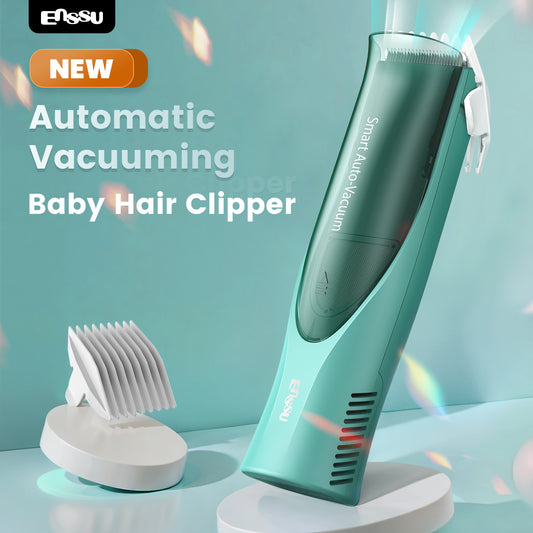 ENSSU Auto-Vacuum Baby Hair Clipper – Safe Ceramic Blade, Large Storage, IPX7 Waterproof