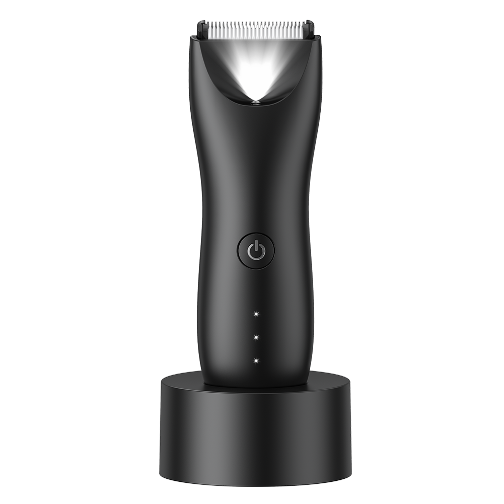 Body Hair Trimmer for Men with Light, IPX7 Waterproof Ball Pubic Groin Hair Trimmer for Men with Ceramic Blade, Rechargeable Body Groomer for Man with Charing Dock& LED Display