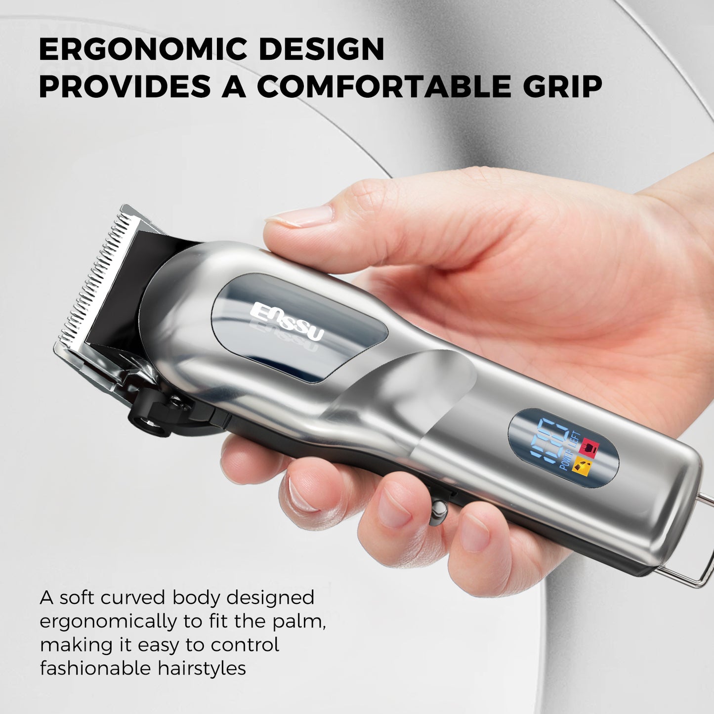 Professional Hair Clipper with 6500RPM Powerful Motor LED Display USB Rechargeable Safety Feature for Men