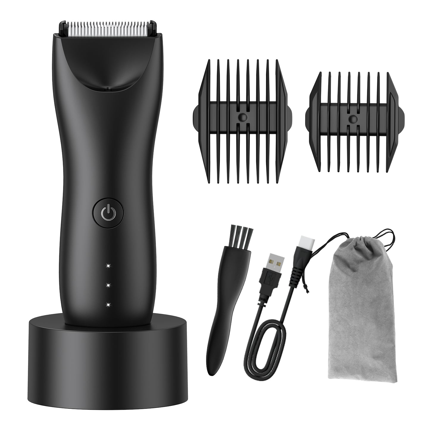 Body Hair Trimmer for Men with Light, IPX7 Waterproof Ball Pubic Groin Hair Trimmer for Men with Ceramic Blade, Rechargeable Body Groomer for Man with Charing Dock& LED Display