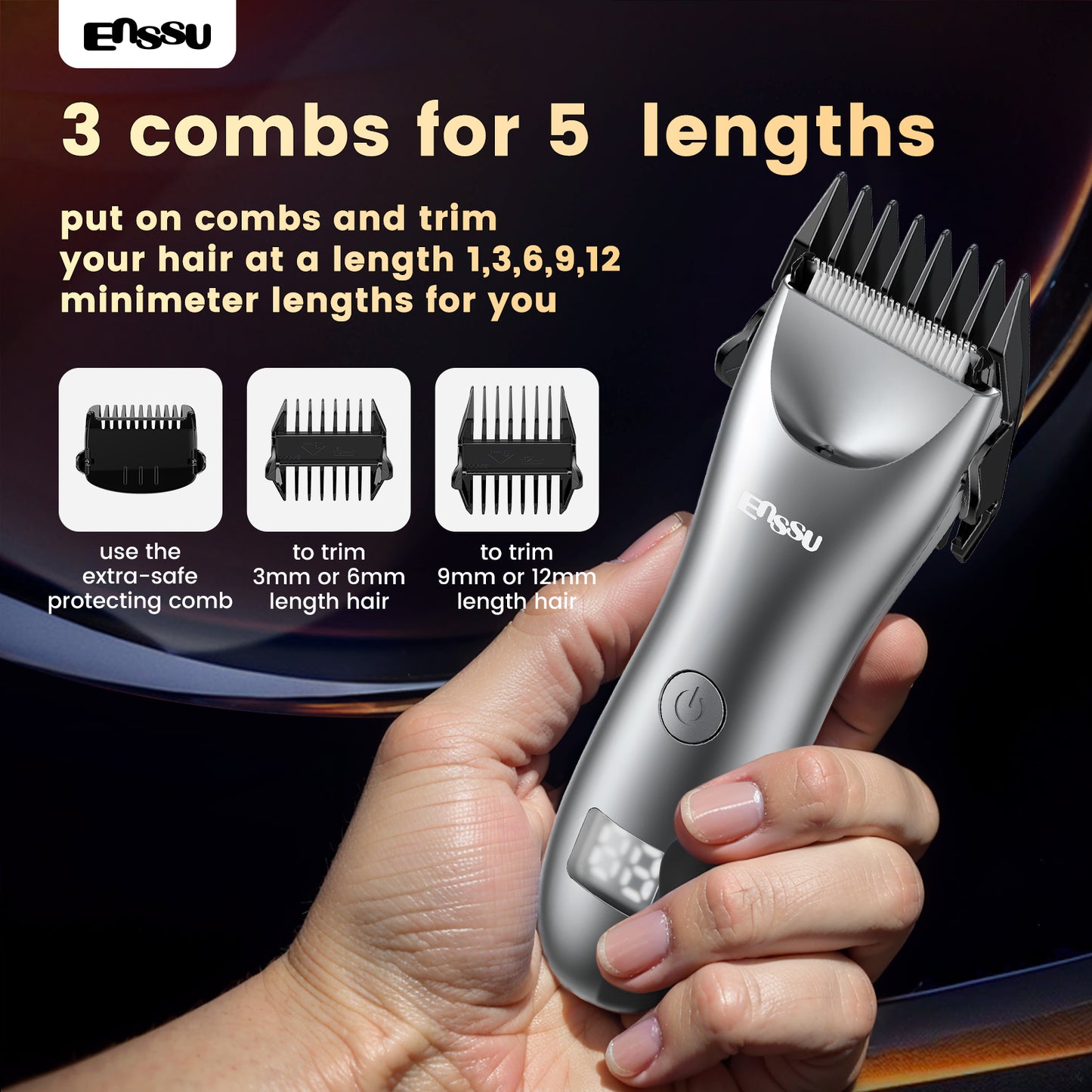Cut-Preventing Blade Hair Clippers Trimmer Kit Hair Cutting LED Display Electric Hair Clippers With Charging Base