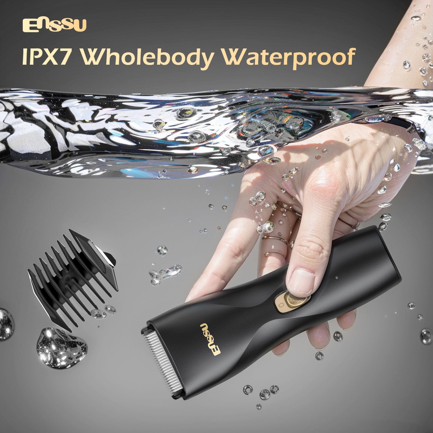 ENSSU Máquina de cortar cabelo, aparador de bola, aparador de pelos corporais masculino à prova d'água, kit de corte de cabelo sem fio para cabeça, aparador de corte de cabelo de barbeiro doméstico recarregável para crianças/homens/meninos/adultos