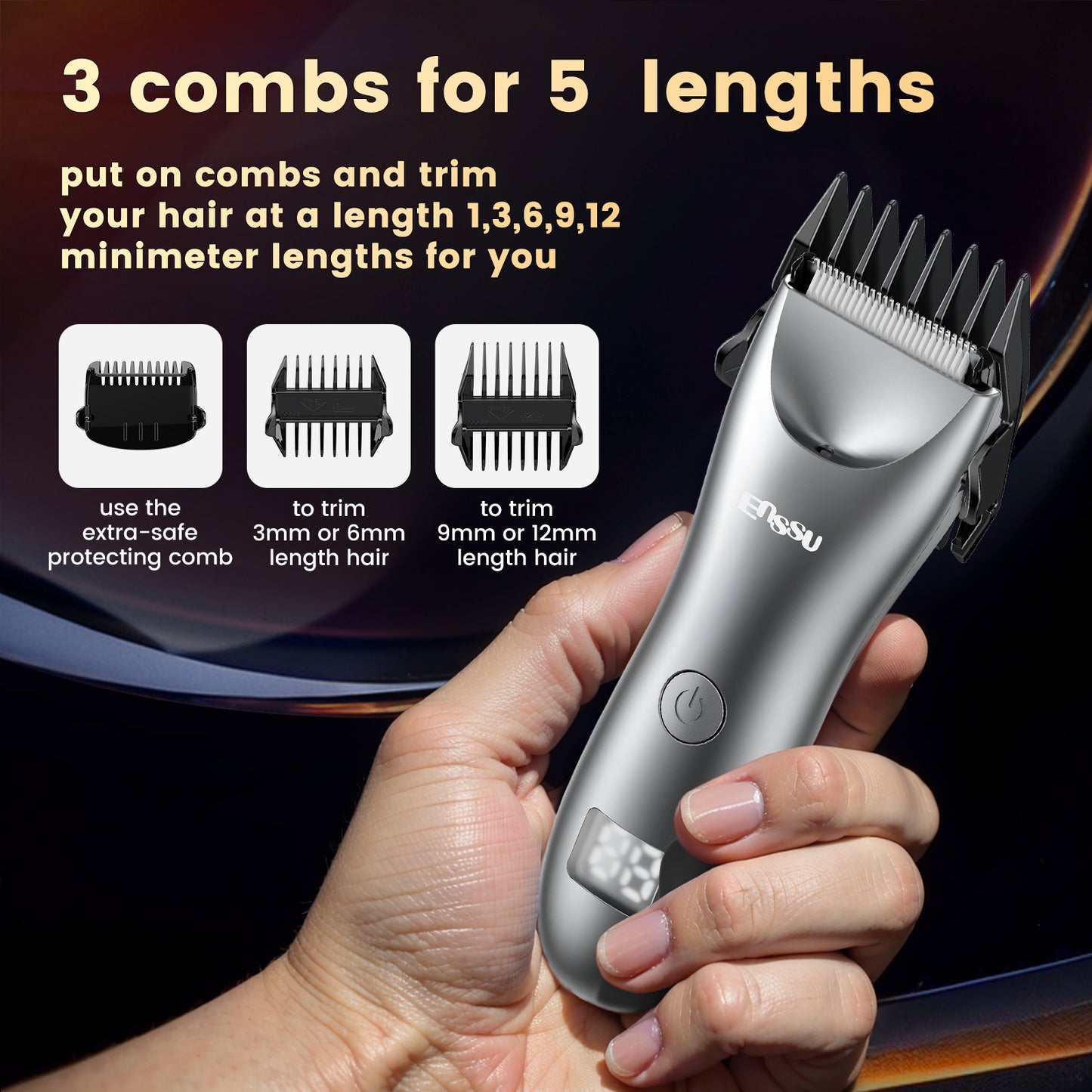 Cut-Preventing Blade Hair Clippers Trimmer Kit Hair Cutting LED Display Electric Hair Clippers With Charging Base