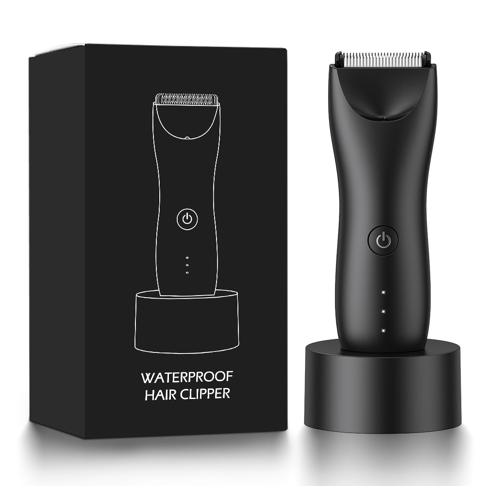 Body Hair Trimmer for Men with Light, IPX7 Waterproof Ball Pubic Groin Hair Trimmer for Men with Ceramic Blade, Rechargeable Body Groomer for Man with Charing Dock& LED Display
