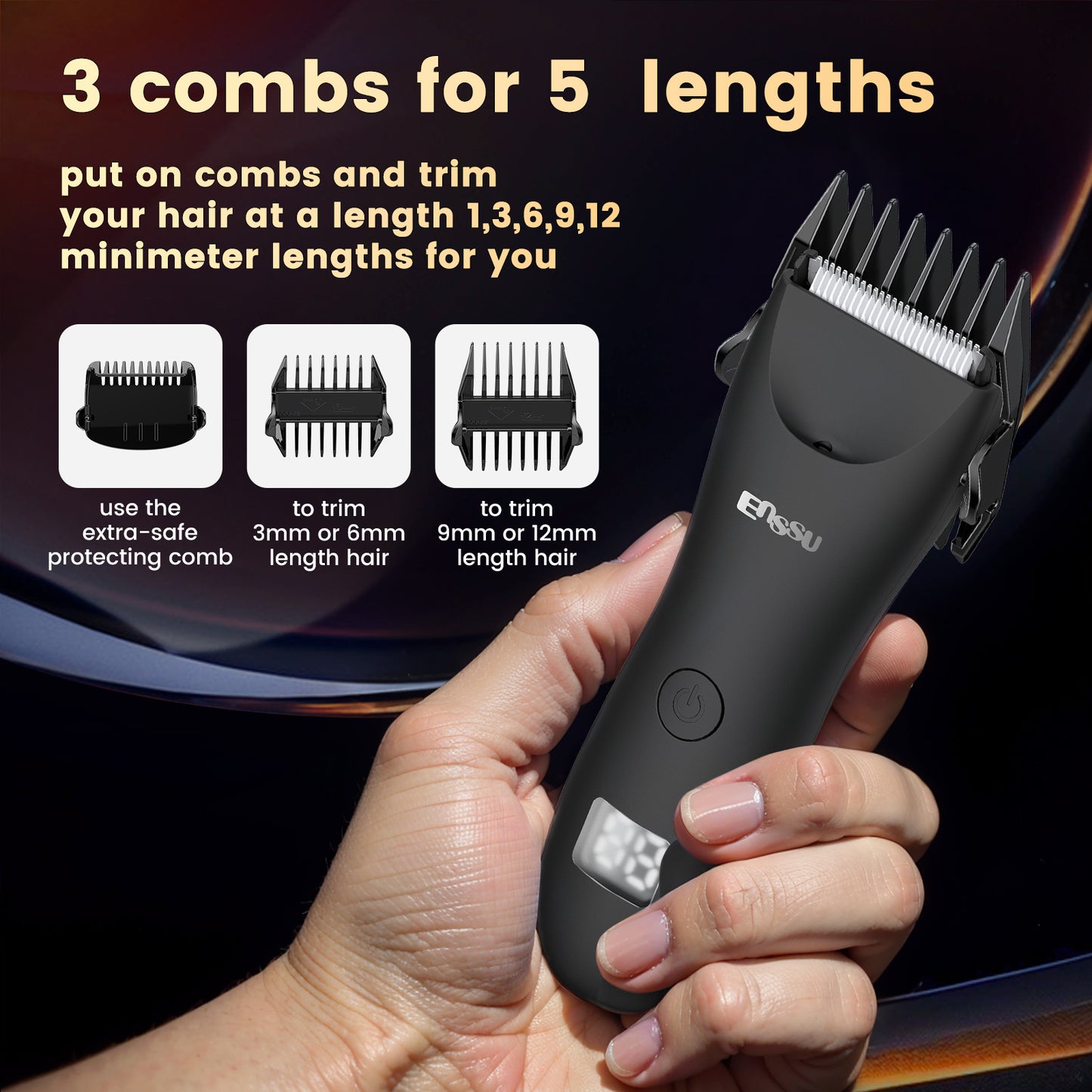 Cut-Preventing Blade Hair Clippers Trimmer Kit Hair Cutting LED Display Electric Hair Clippers With Charging Base