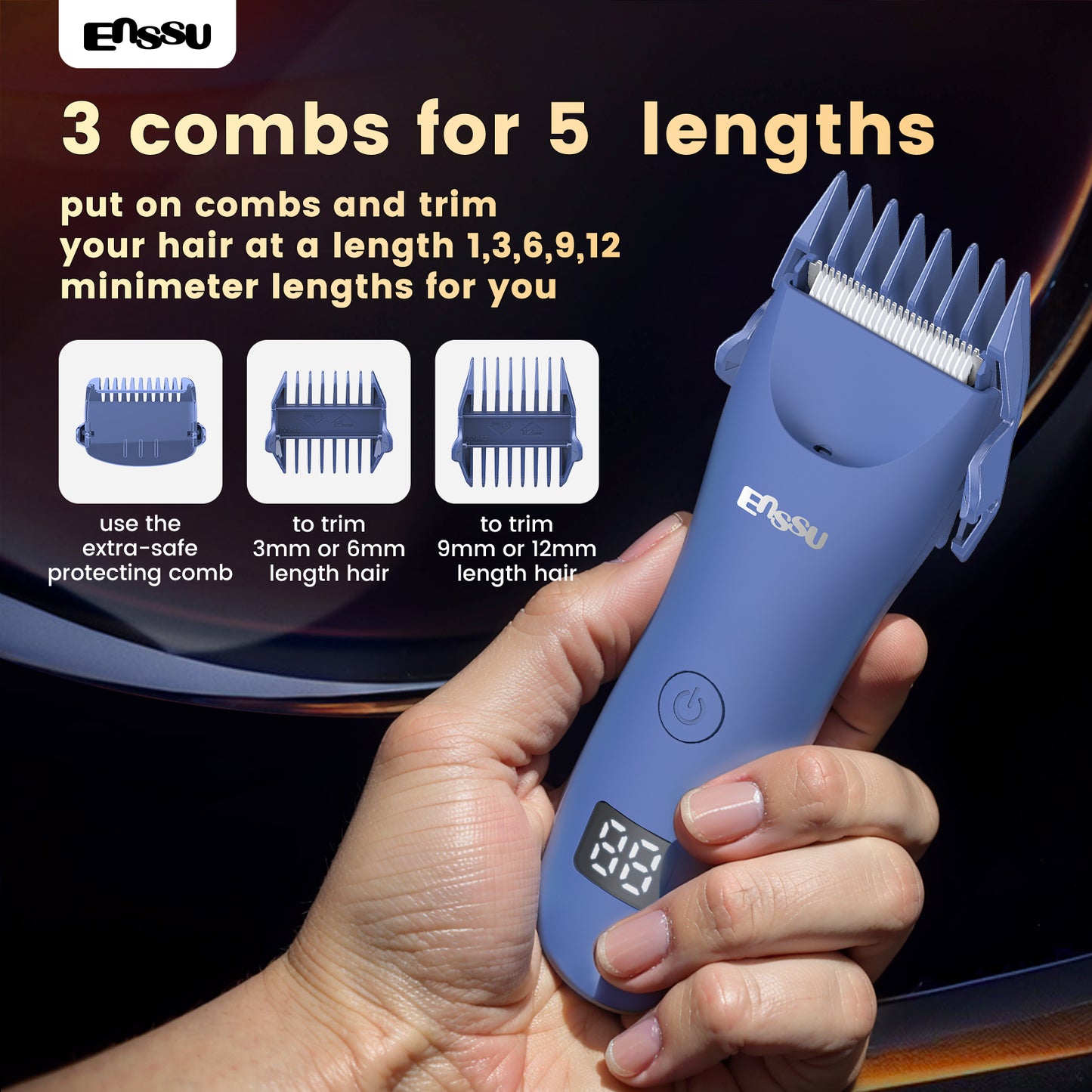 Cut-Preventing Blade Hair Clippers Trimmer Kit Hair Cutting LED Display Electric Hair Clippers With Charging Base