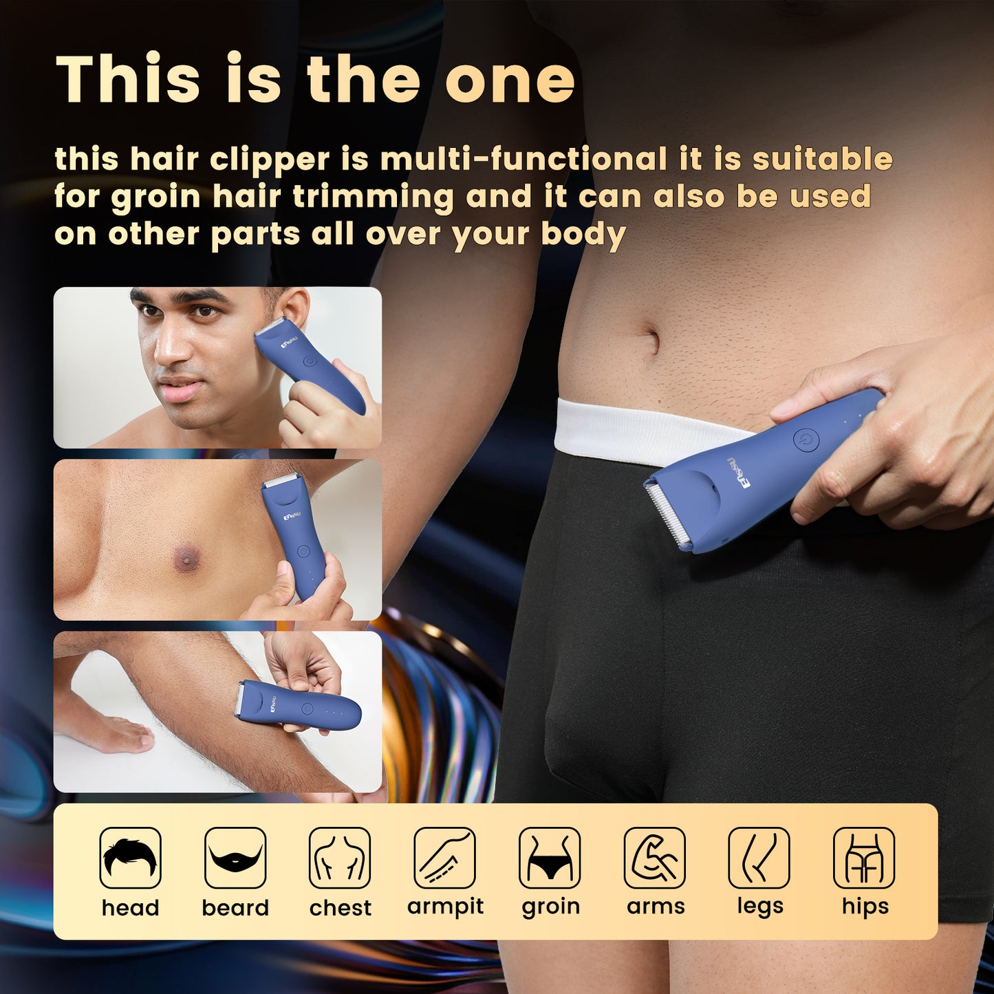 LED Display Rechargeable Groin Trimmer Body Hair Trimmer With Charging Base