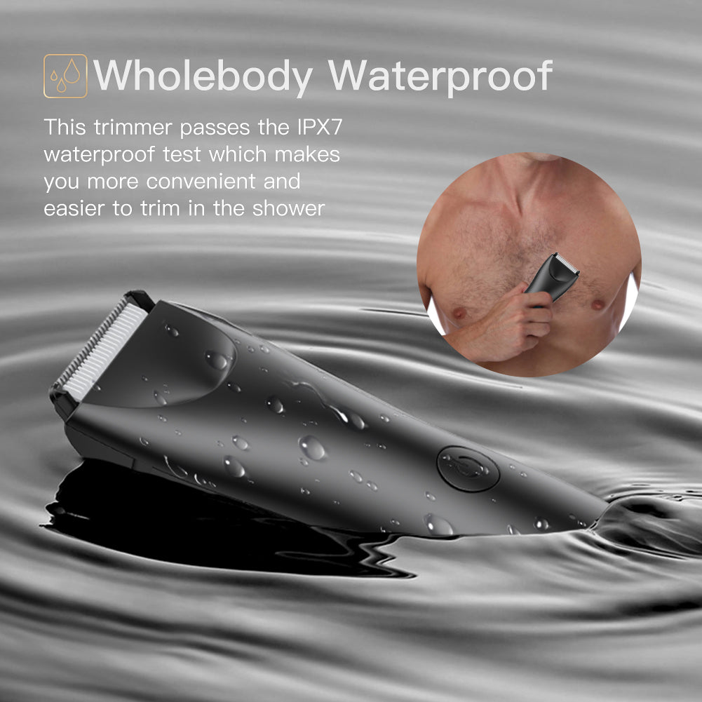 Body Hair Trimmer for Men with Light, IPX7 Waterproof Ball Pubic Groin Hair Trimmer for Men with Ceramic Blade, Rechargeable Body Groomer for Man with Charing Dock& LED Display