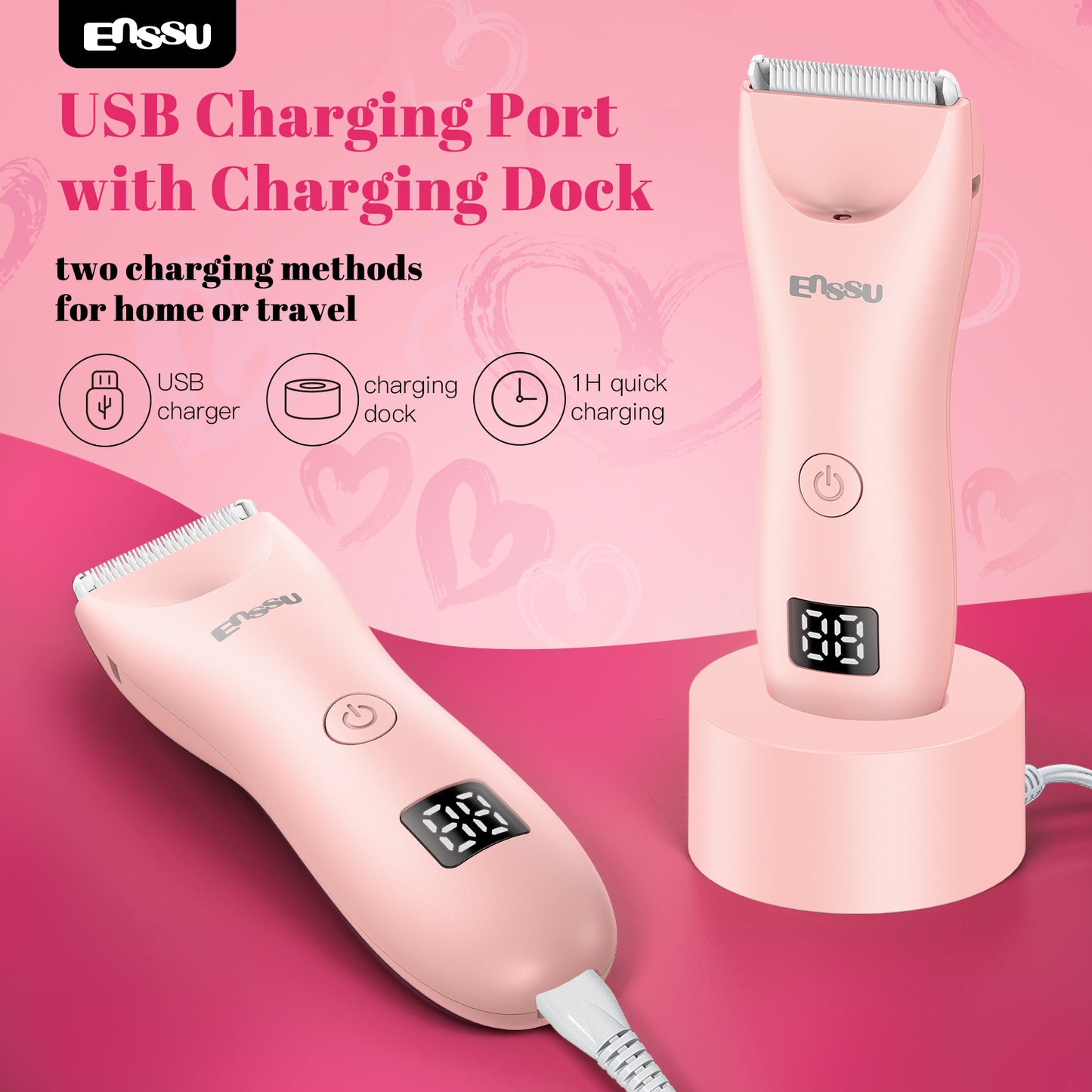 2-in-1 Waterproof Bikini & Body Trimmer with Ceramic Safe Blade, Charging Base – Gentle, Skin-Friendly, No Irritation