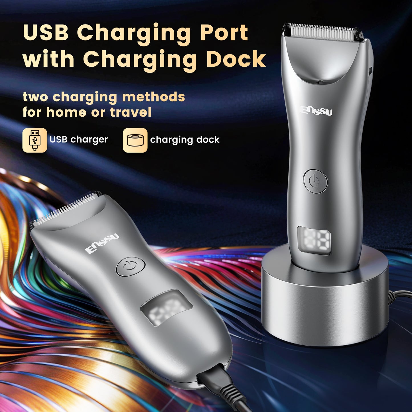 Cut-Preventing Blade Hair Clippers Trimmer Kit Hair Cutting LED Display Electric Hair Clippers With Charging Base