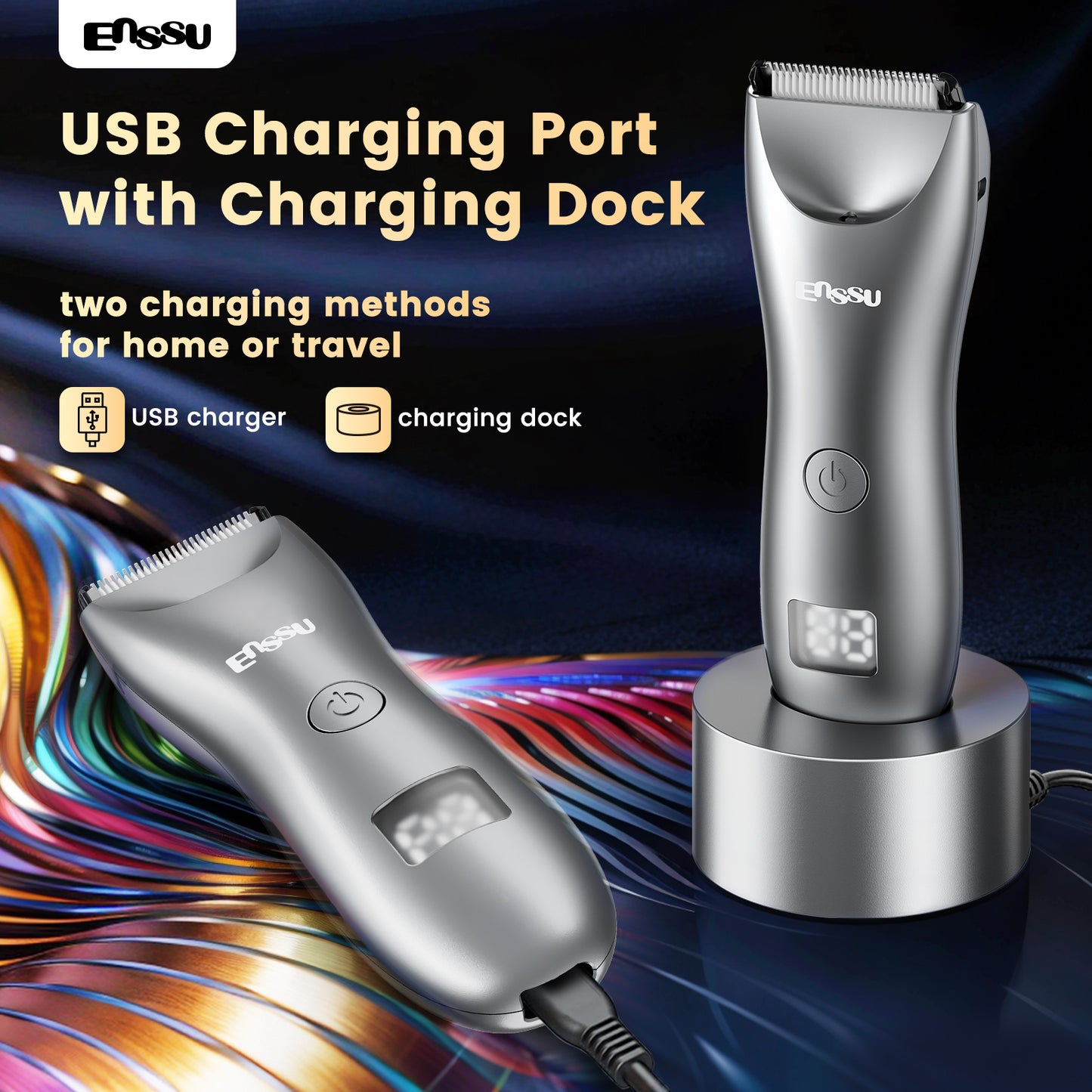 Cut-Preventing Blade Hair Clippers Trimmer Kit Hair Cutting LED Display Electric Hair Clippers With Charging Base