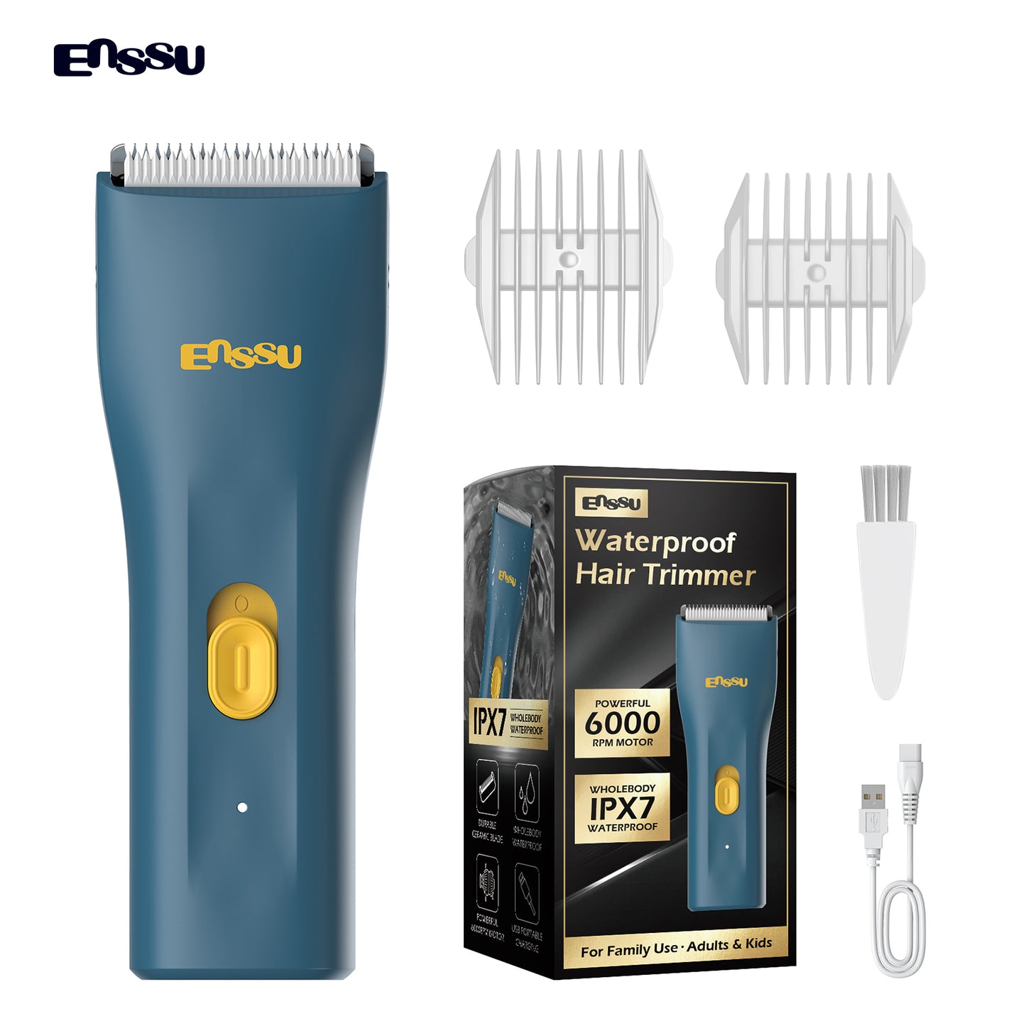 ENSSU Mini Electric Hair Clipper – IPX7 Waterproof with Ceramic Safe Blade