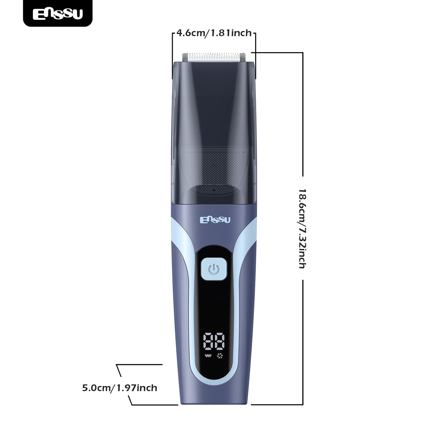 ENSSU Vacuum Beard Trimmer – 1-20mm Combs, LCD Display, IPX7 Waterproof