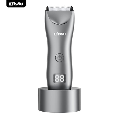 ENSSU Men's Body Trimmer – Waterproof, Ceramic Blade For Groin & Body, LED Light, LCD Display & Dock