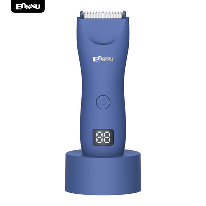 ENSSU Men's Body Trimmer – Waterproof, Ceramic Blade For Groin & Body, LED Light, LCD Display & Dock