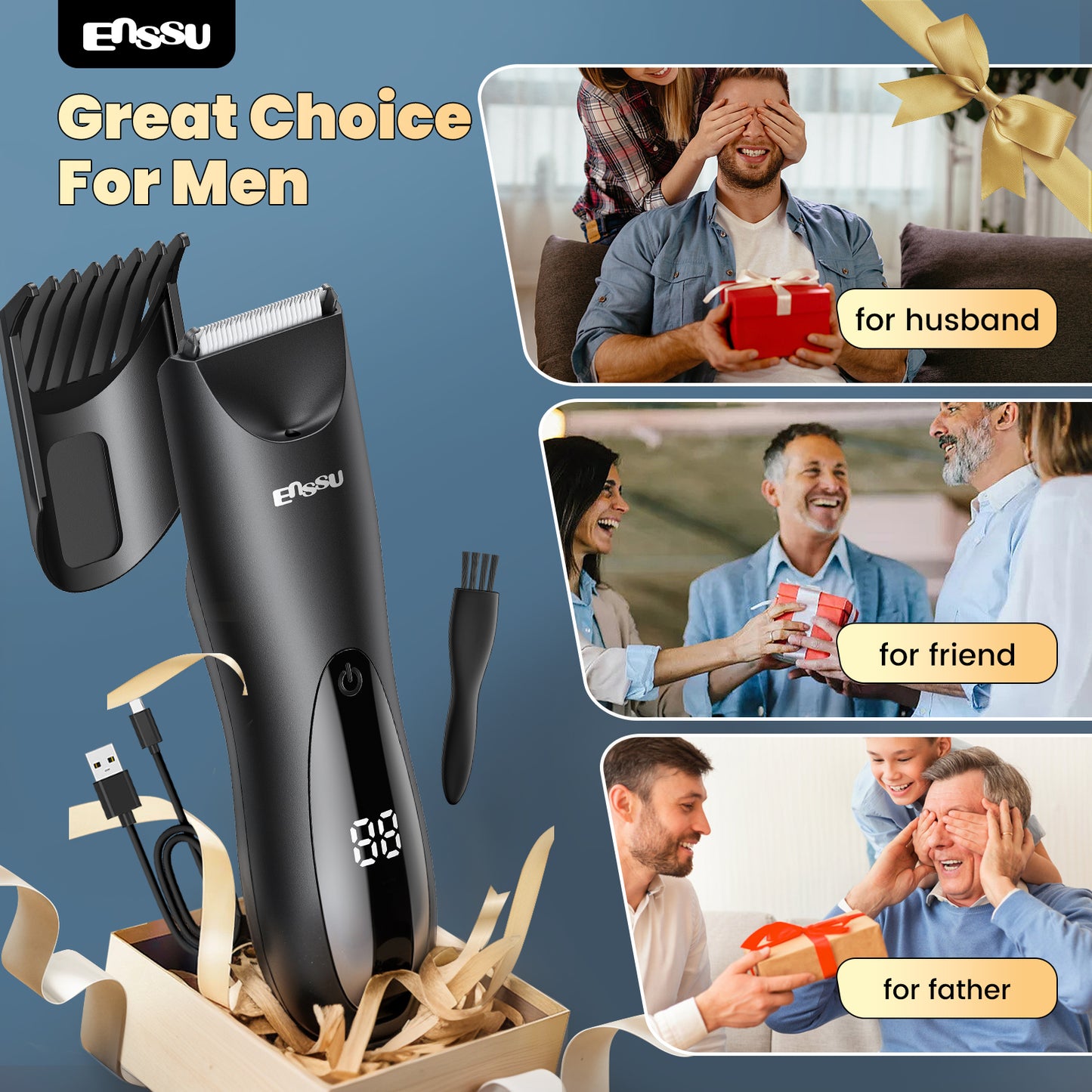 ENSSU BLADELOCK™ Electric Hair Clipper – Safe Ceramic Blade with Spotlight