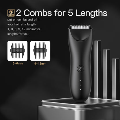 Body Hair Trimmer for Men with Light, IPX7 Waterproof Ball Pubic Groin Hair Trimmer for Men with Ceramic Blade, Rechargeable Body Groomer for Man with Charing Dock& LED Display