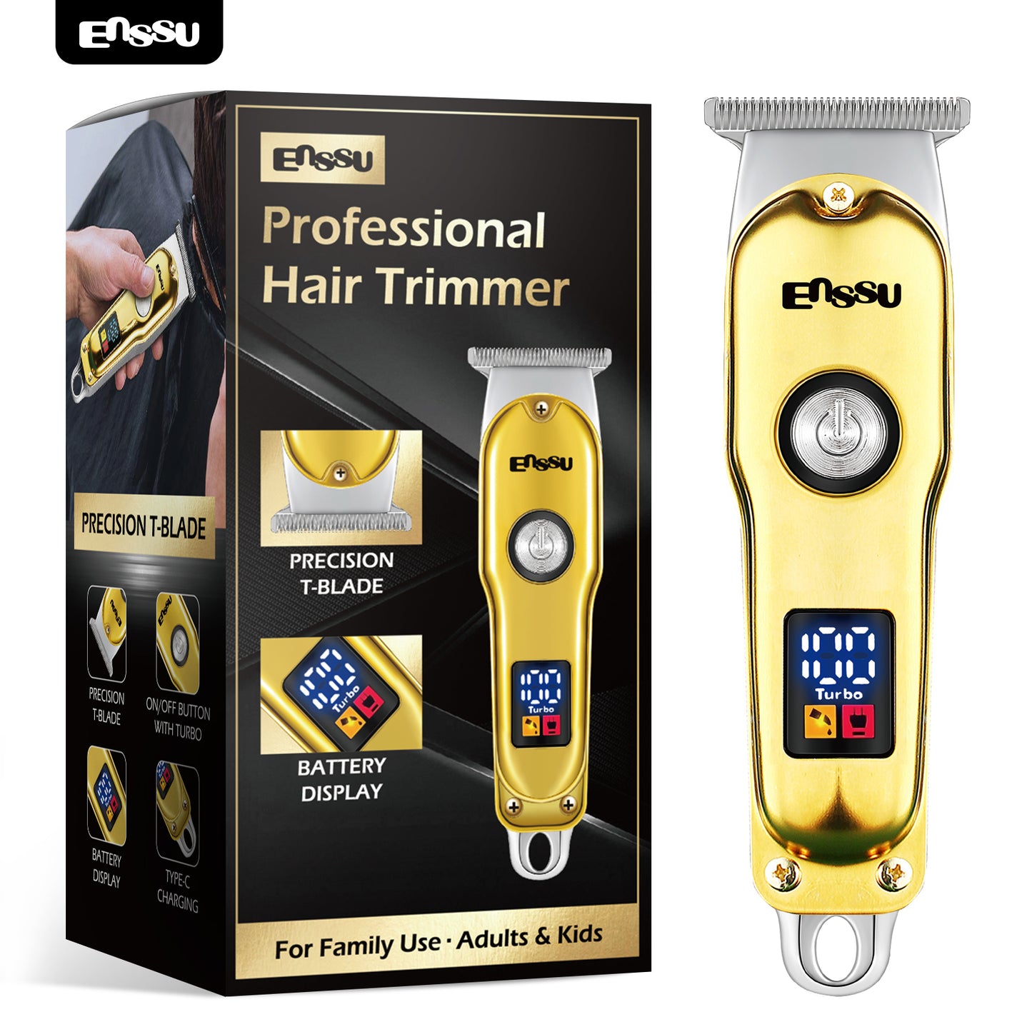 Professional Hair Clipper – 6500RPM Motor, 45mm Stainless Steel Blade, Adjustable Length, LCD Display