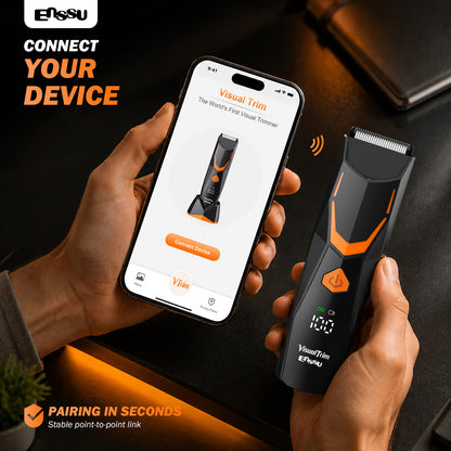 ENSSU VisualTrim Men's Body Groomer – WiFi Video, BLADELOCK™ Safety Blade, IPX7 Waterproof, Ceramic Blade, 6000 RPM Motor