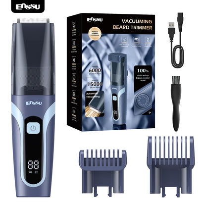 ENSSU Vacuum Beard Trimmer – 1-20mm Combs, LCD Display, IPX7 Waterproof