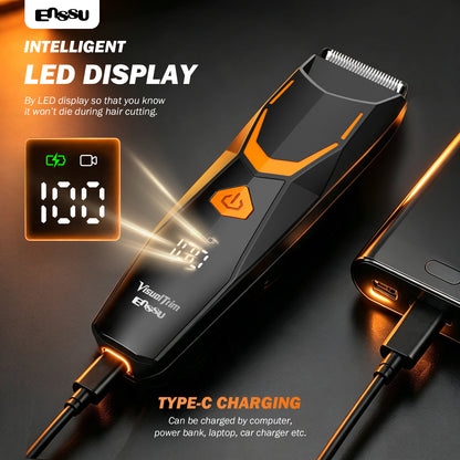 ENSSU VisualTrim Men's Body Groomer – WiFi Video, BLADELOCK™ Safety Blade, IPX7 Waterproof, Ceramic Blade, 6000 RPM Motor