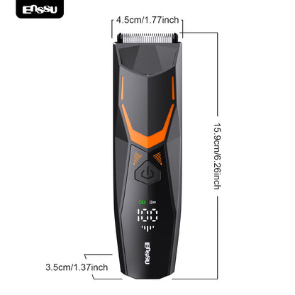 ENSSU Men's Body Trimmer - Cut-Preventing Blade, IPX7 Waterproof, Spotlight, LCD Display & Dock