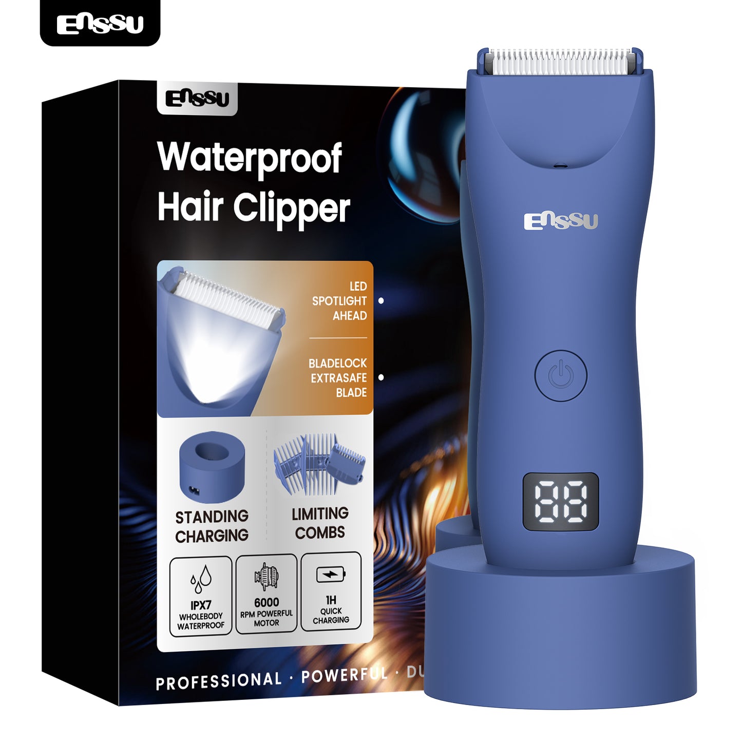 Cut-Preventing Blade Hair Clippers Trimmer Kit Hair Cutting LED Display Electric Hair Clippers With Charging Base