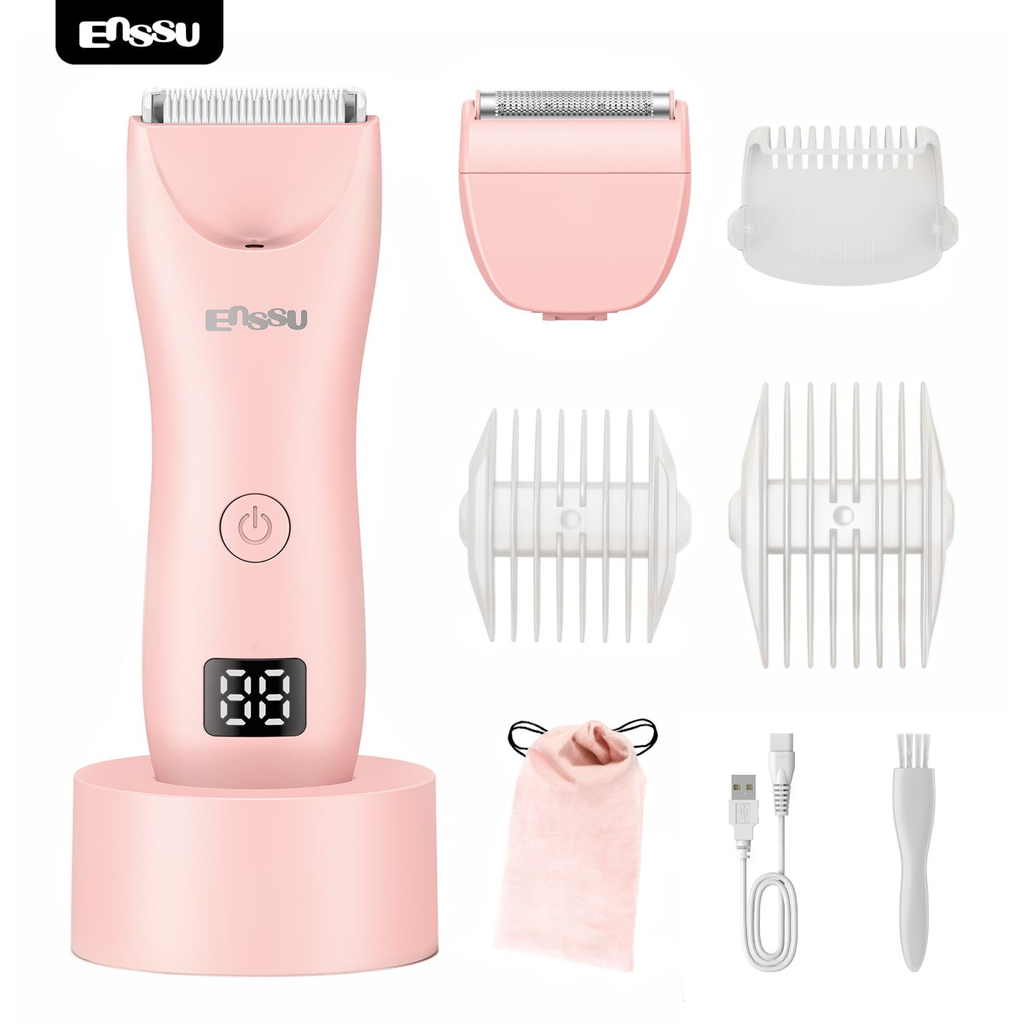 2-in-1 Waterproof Bikini & Body Trimmer with Ceramic Safe Blade, Charging Base – Gentle, Skin-Friendly, No Irritation