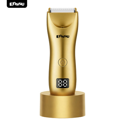 ENSSU 2 in 1 Men's Body Trimmer – Dual Blades,Waterproof, Ceramic Blade For Groin & Body, LED Light, LCD Display & Dock