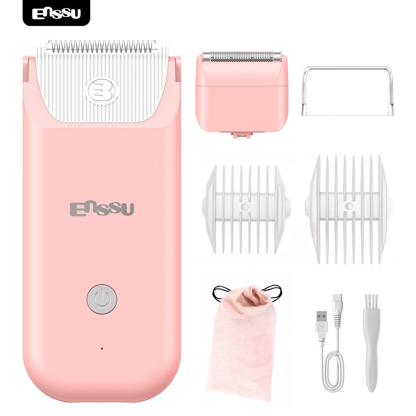 ENSSU 2-in-1 Waterproof Bikini Trimmer for Women – Dual Ceramic Blades & Spotlight