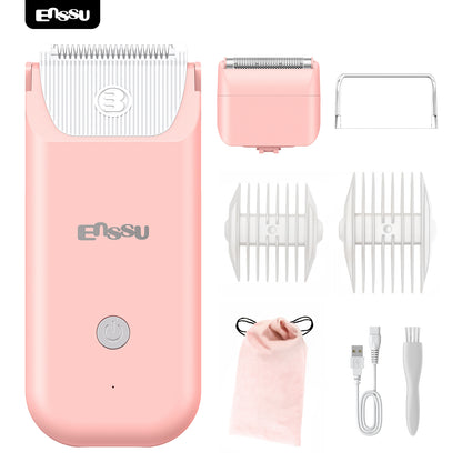 ENSSU 2-in-1 Waterproof Bikini Trimmer for Women – Dual Ceramic Blades & Spotlight