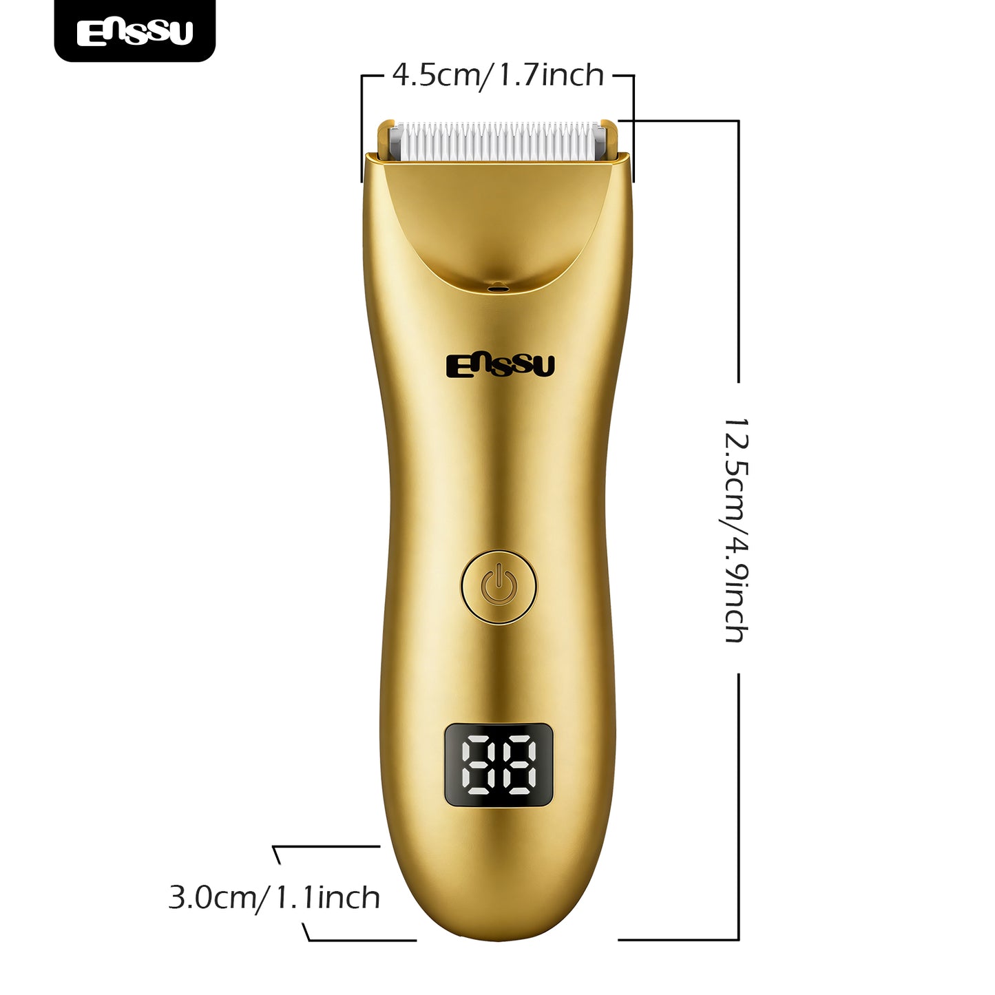 ENSSU 2 in 1 Men's Body Trimmer – Dual Blades,Waterproof, Ceramic Blade For Groin & Body, LED Light, LCD Display & Dock